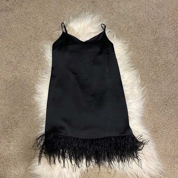 Secret Mission Black Bailey Dress with ostrich fur lining NWT - Picture 1 of 10